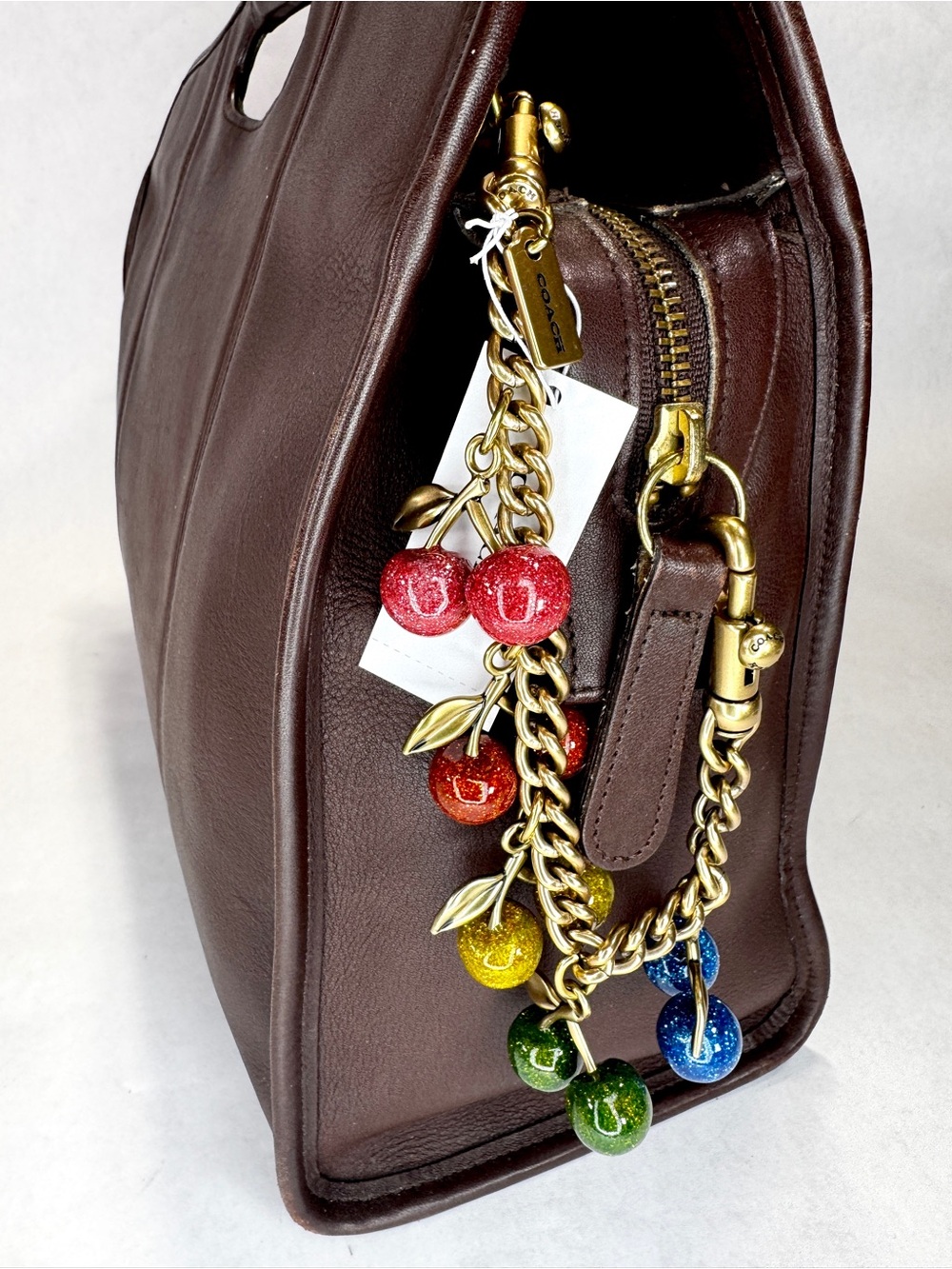 Coach Made in Vietnam Rainbow Glitter Cherry Chain Bag Charm 🍒🌈